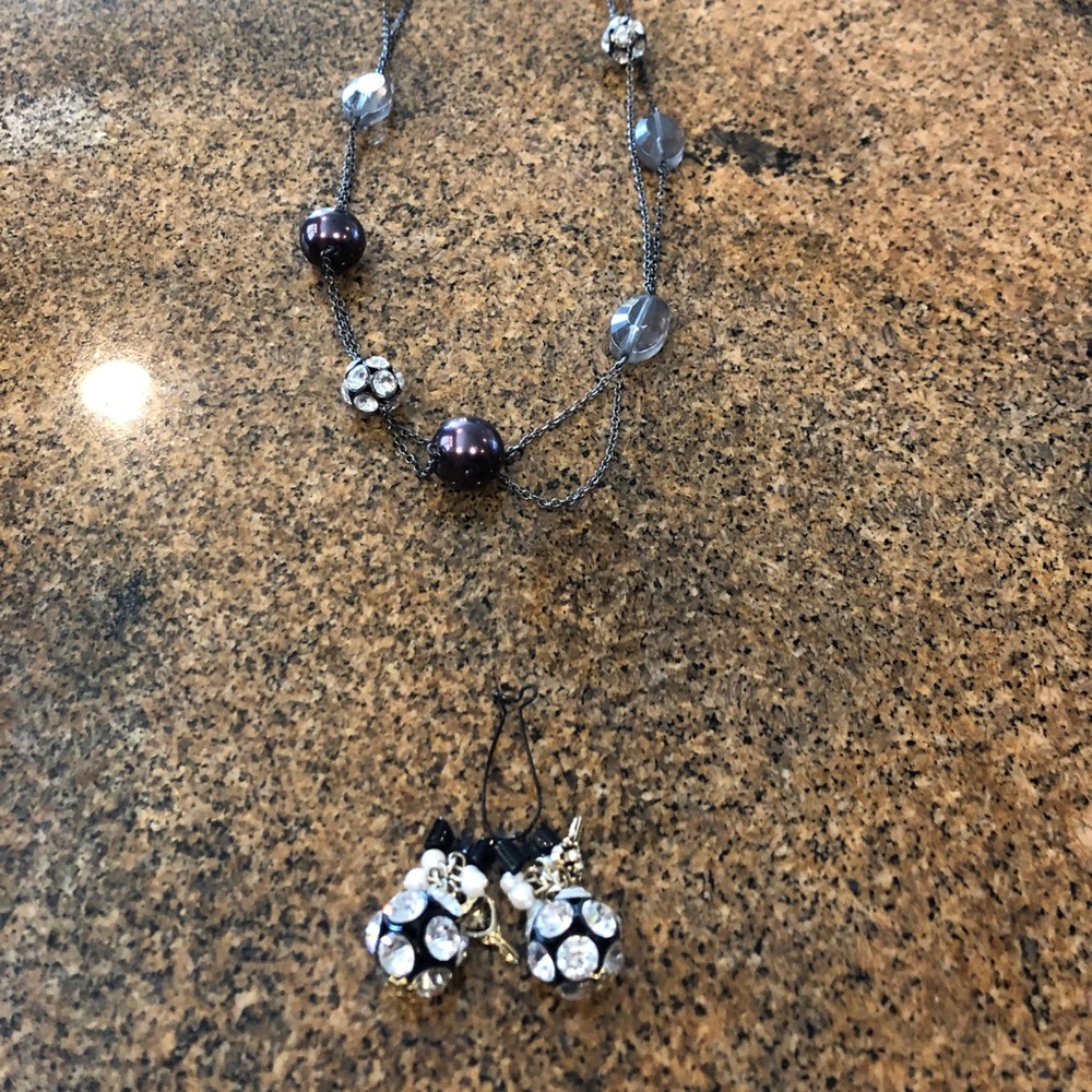 Betsey Johnson earrings and necklace